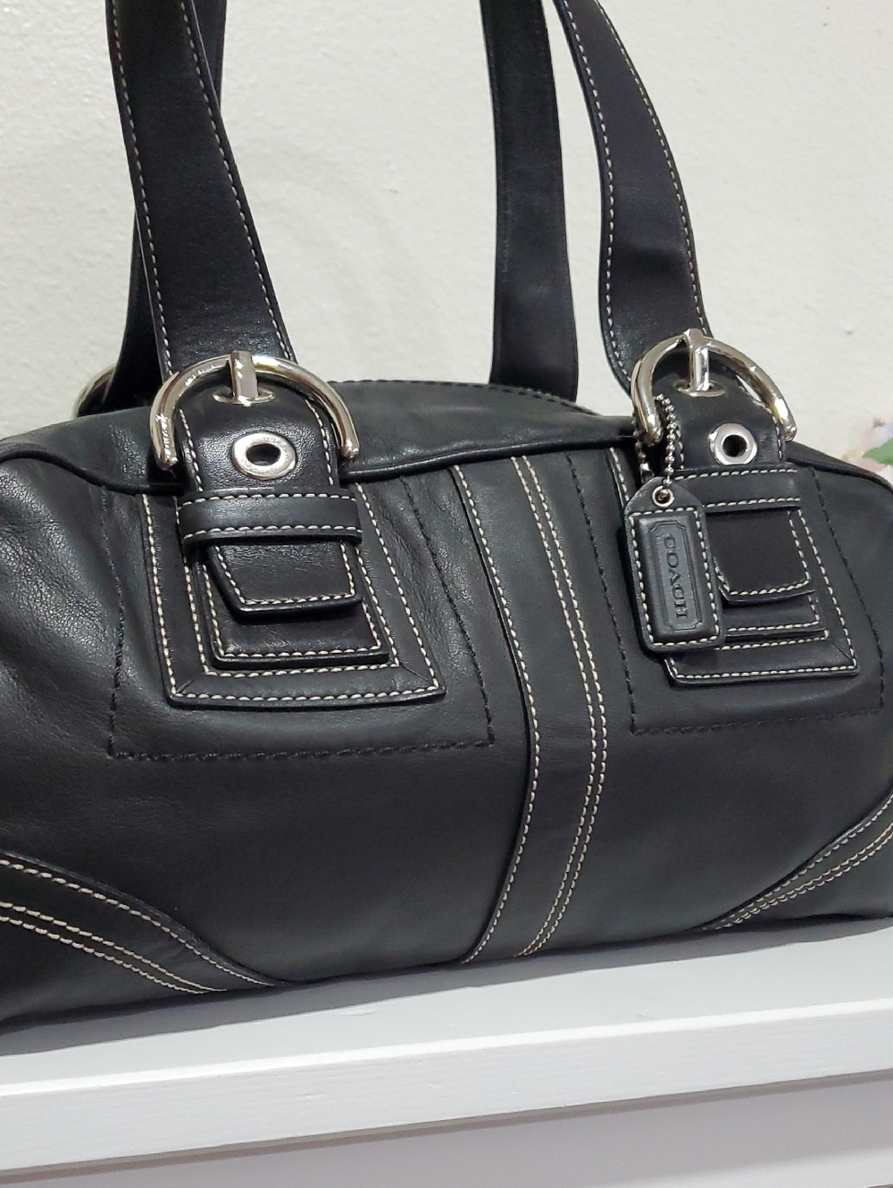 😍RARE VINTAGE Coach Mia Soho Y2K Black Leather Shoulder/Handbag 🖤 - Picture 6 of 16